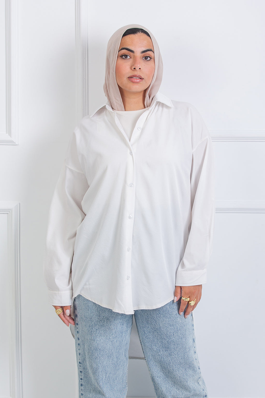 Ruffle-Back Shirt - White
