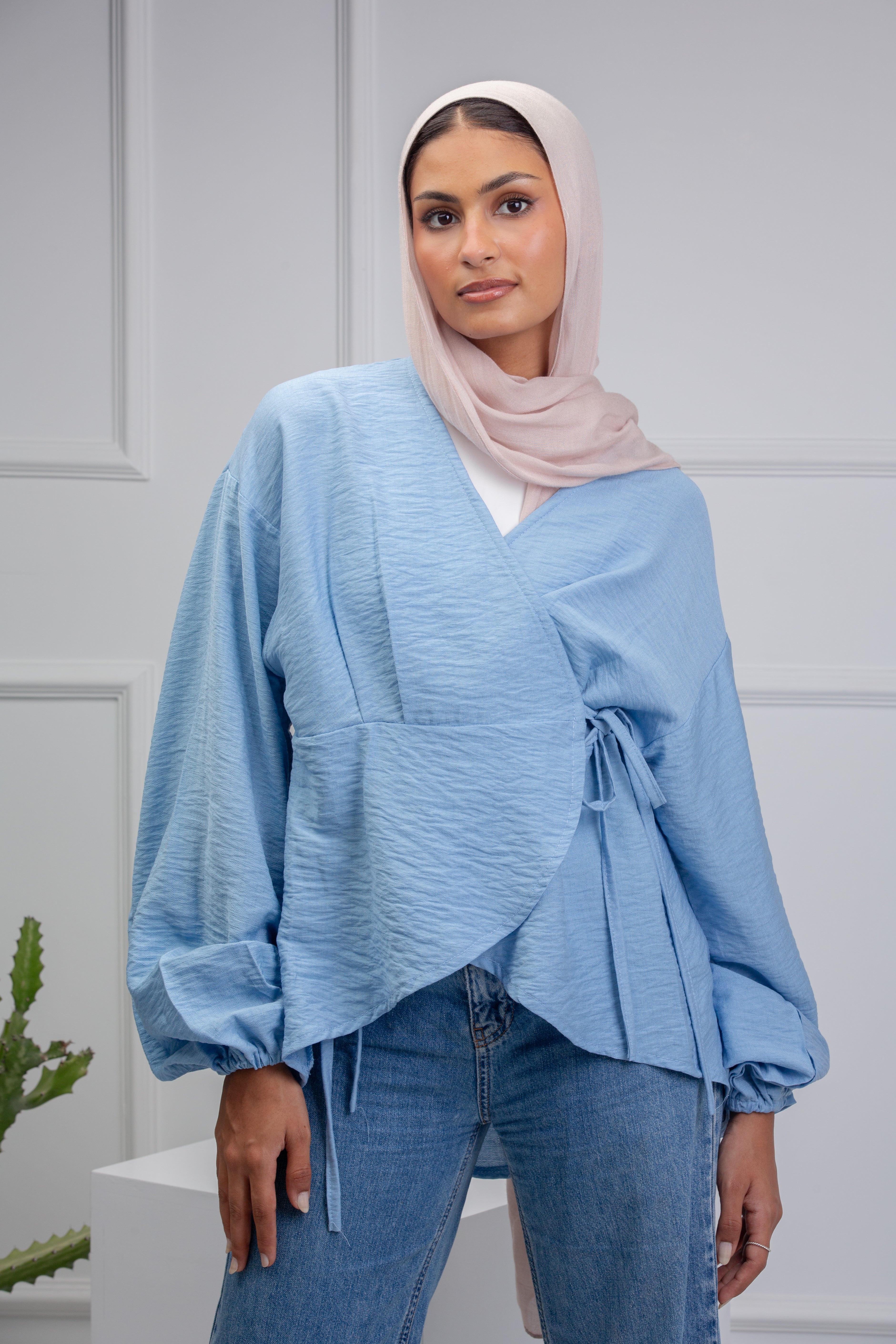 Easy Twist Blouse - Baby Blue