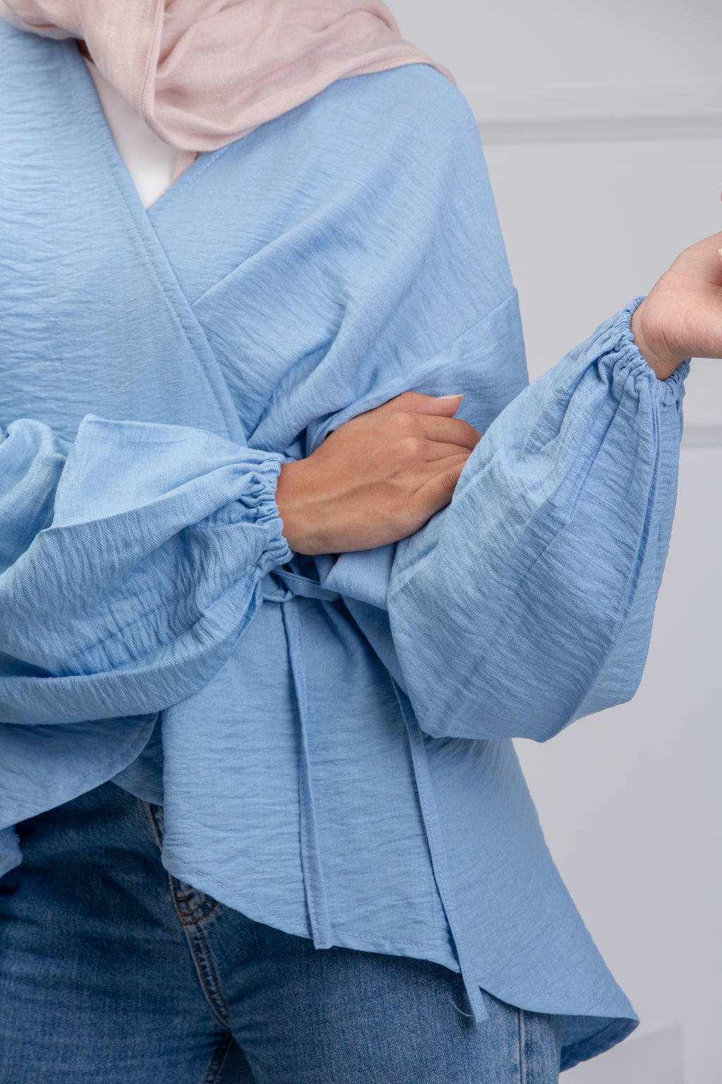 Easy Twist Blouse - Baby Blue