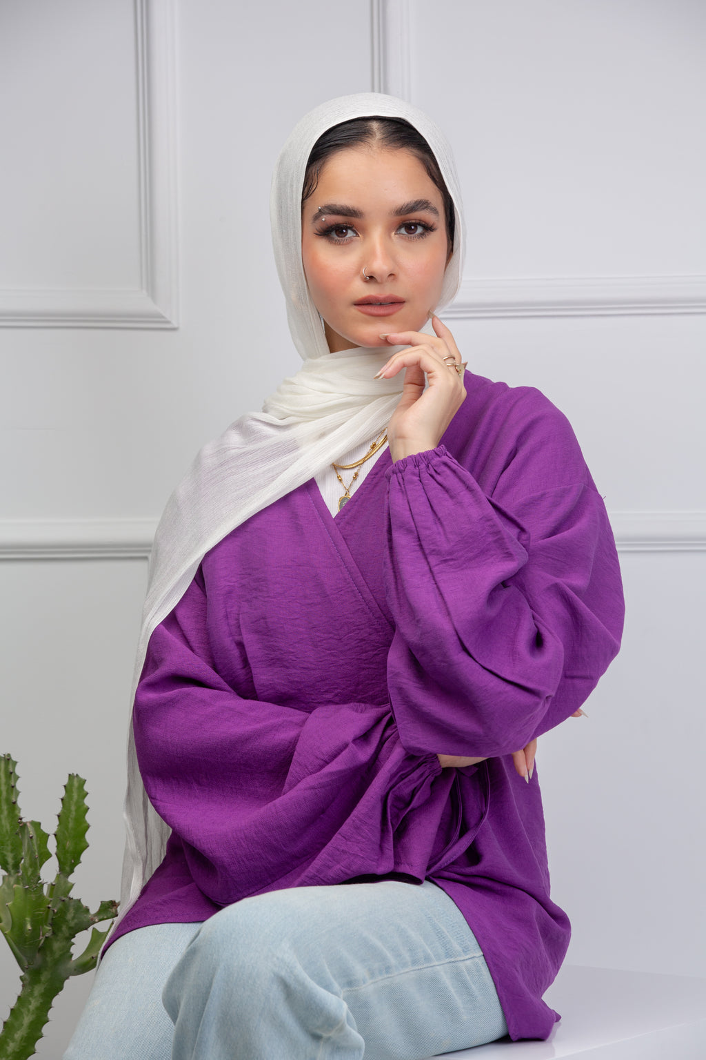 Easy Twist Blouse - Purple