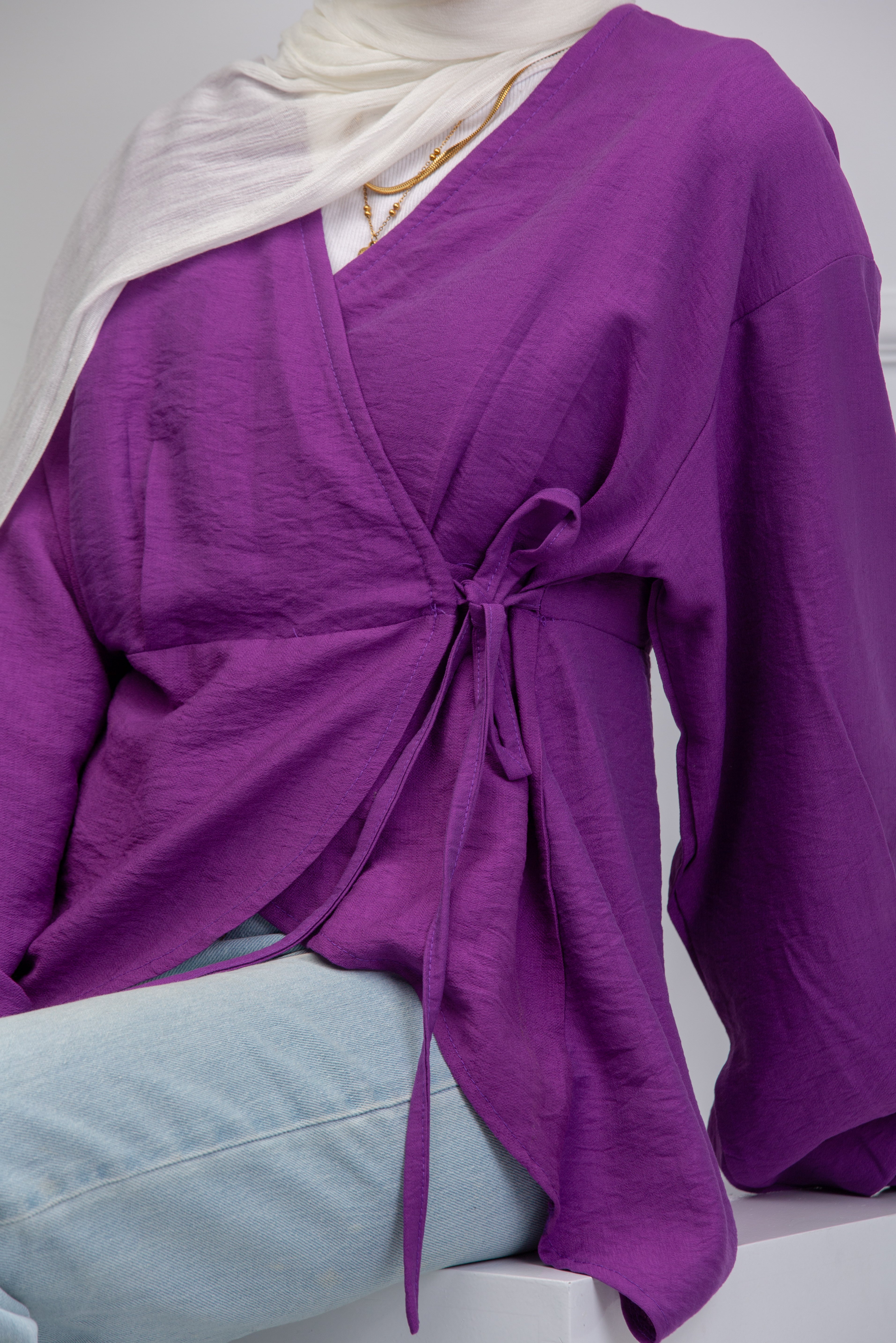 Easy Twist Blouse - Purple