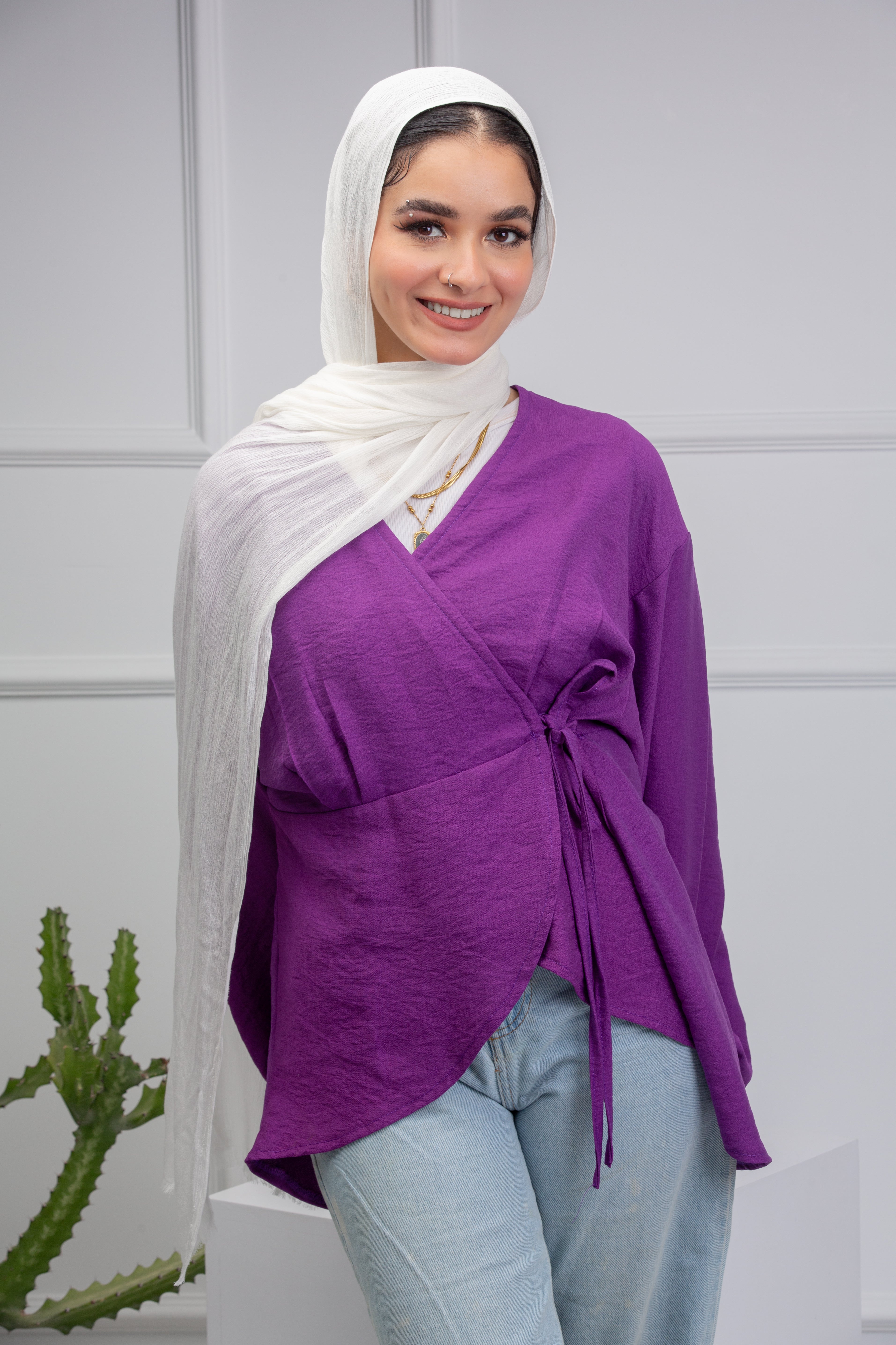 Easy Twist Blouse - Purple