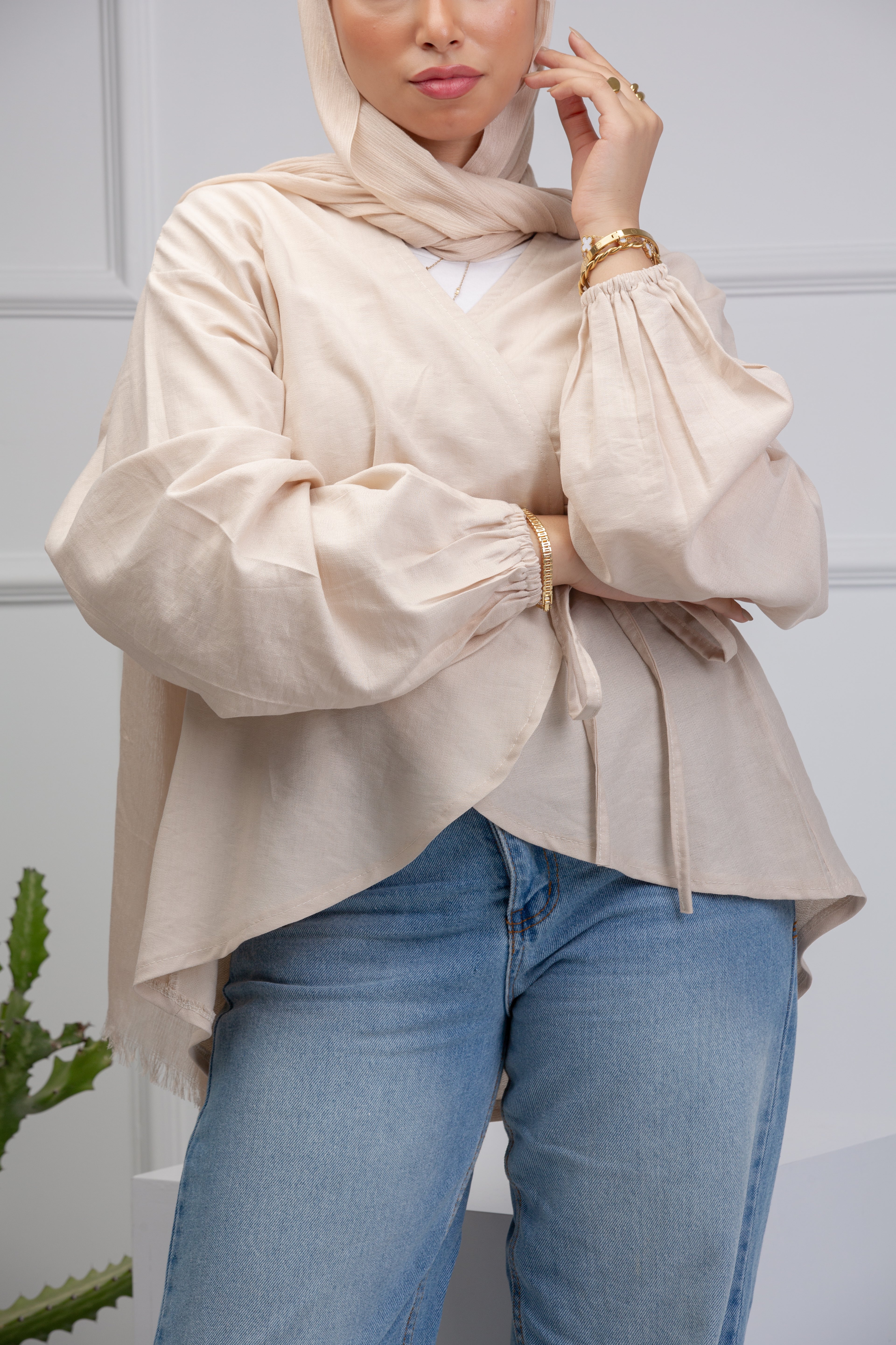 Easy Twist Blouse - Beige