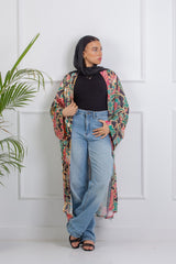 Coral Satin Kimono