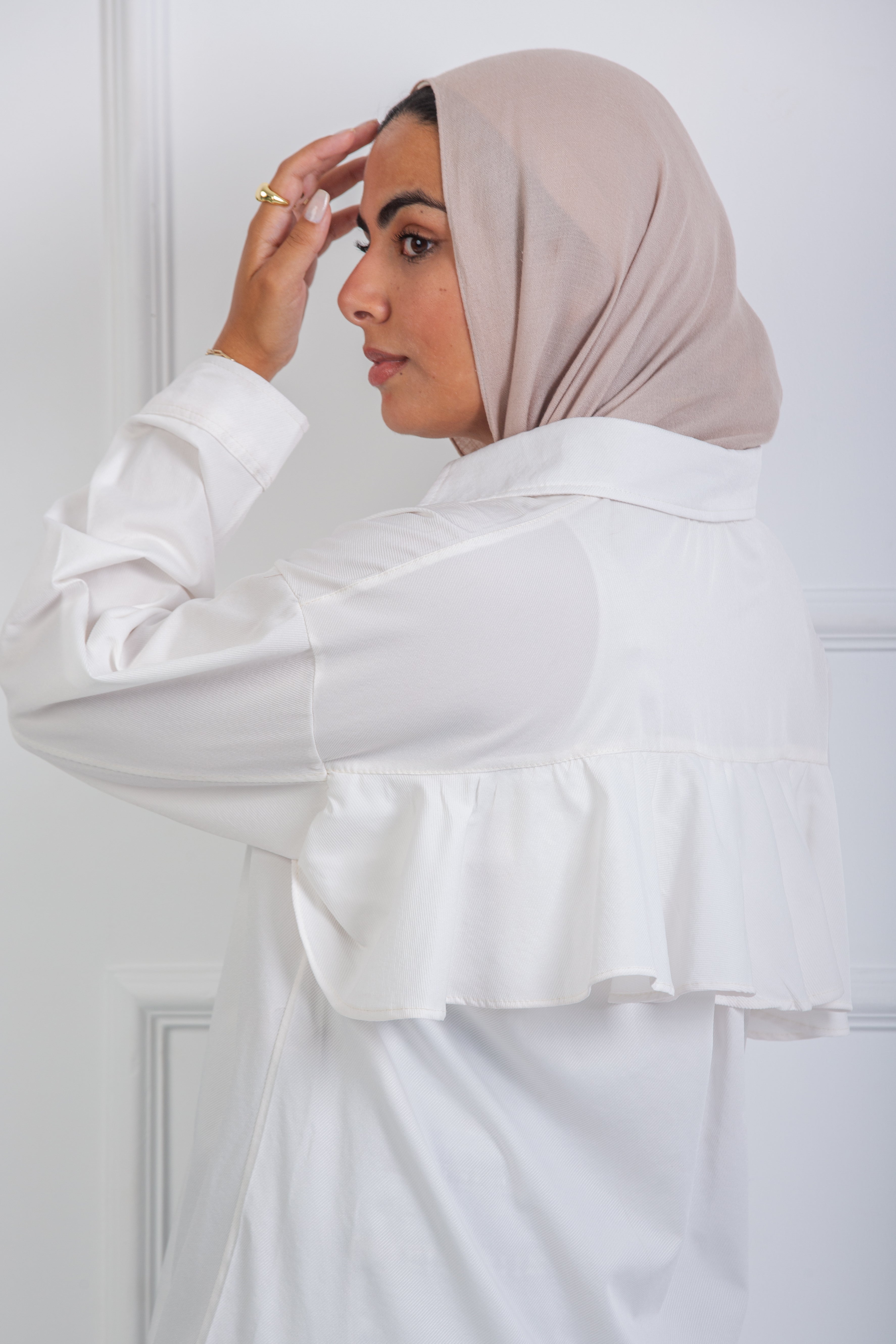 Ruffle-Back Shirt - White