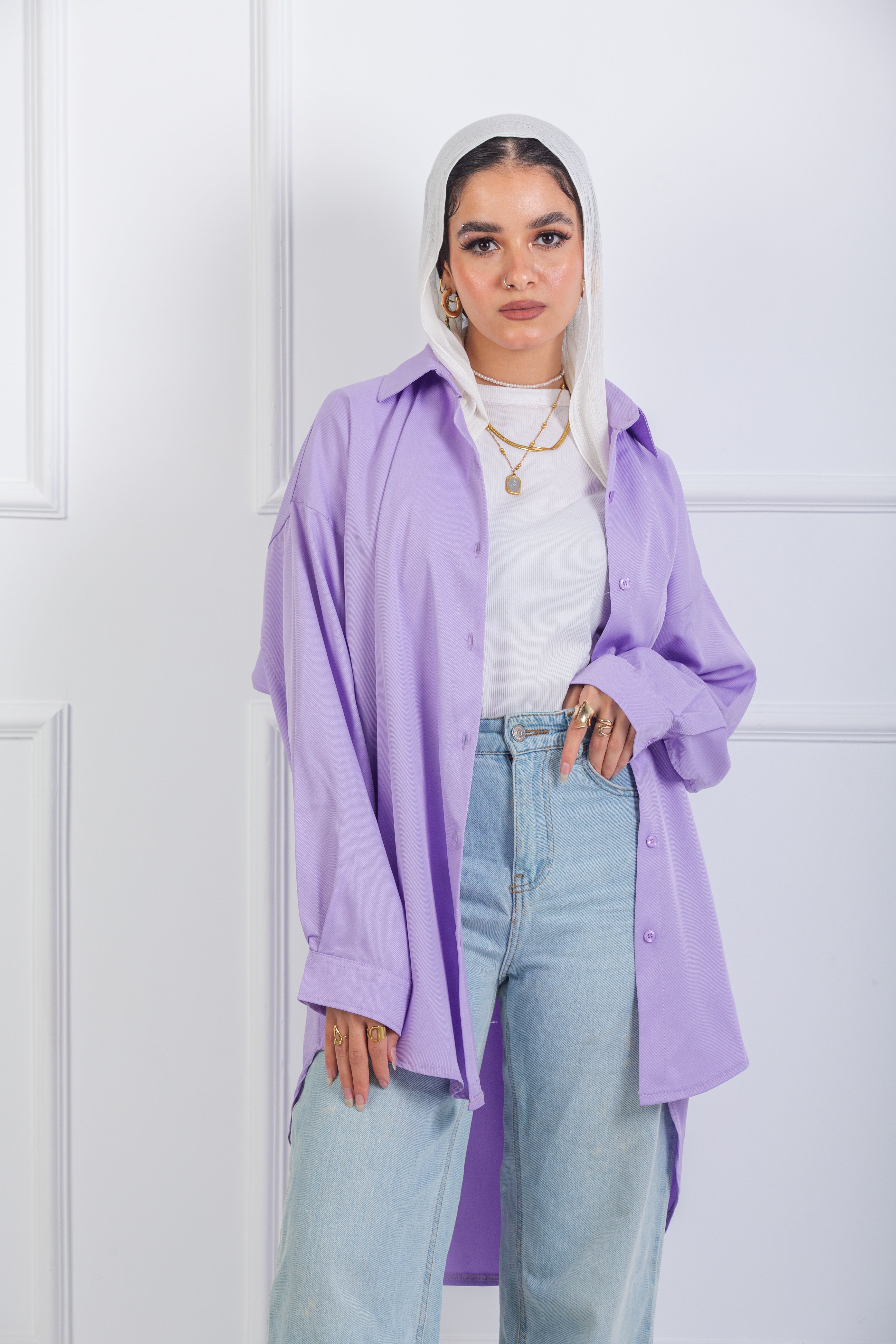 Ruffle-Back Shirt - Lilac