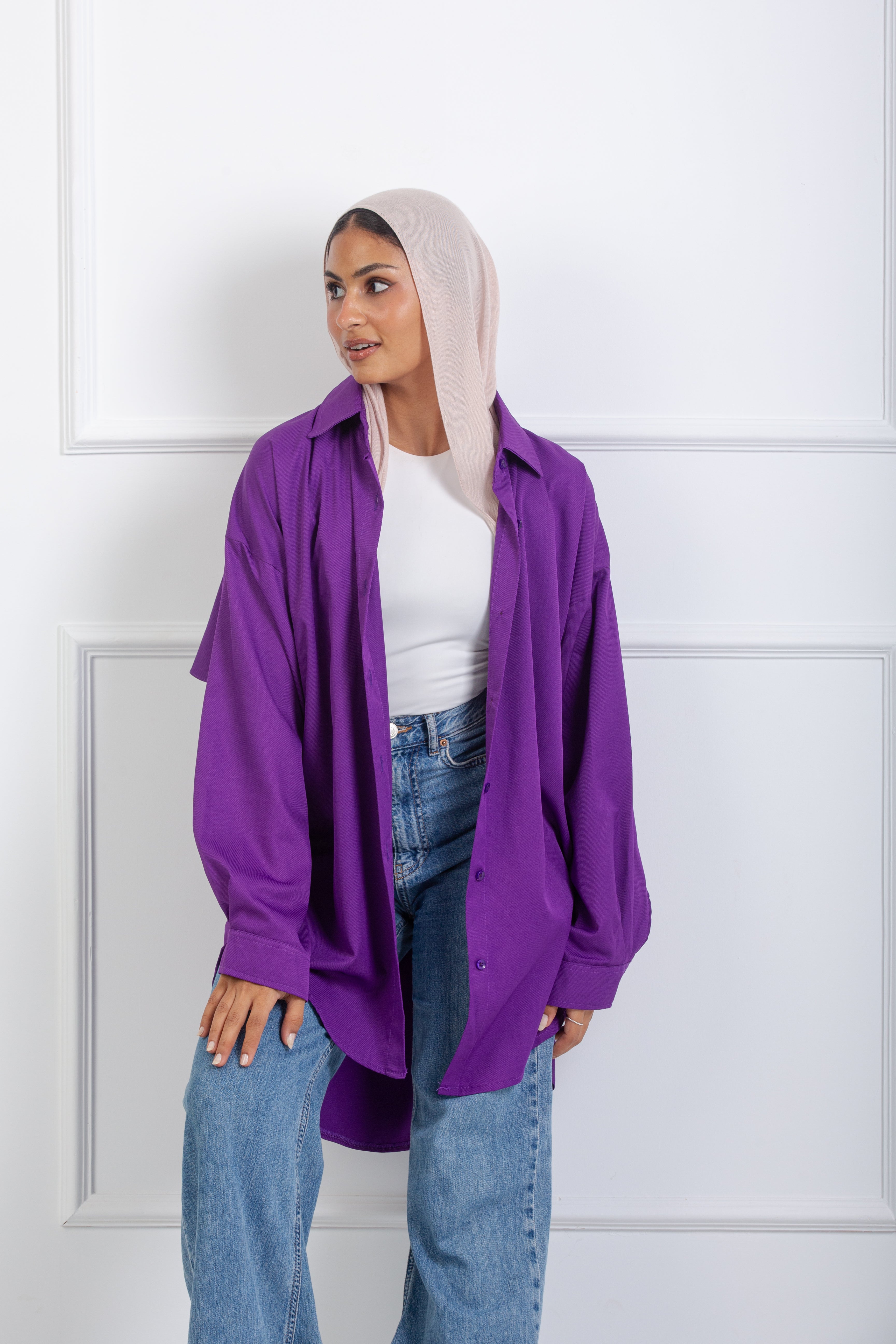 Ruffle-Back Shirt - Purple