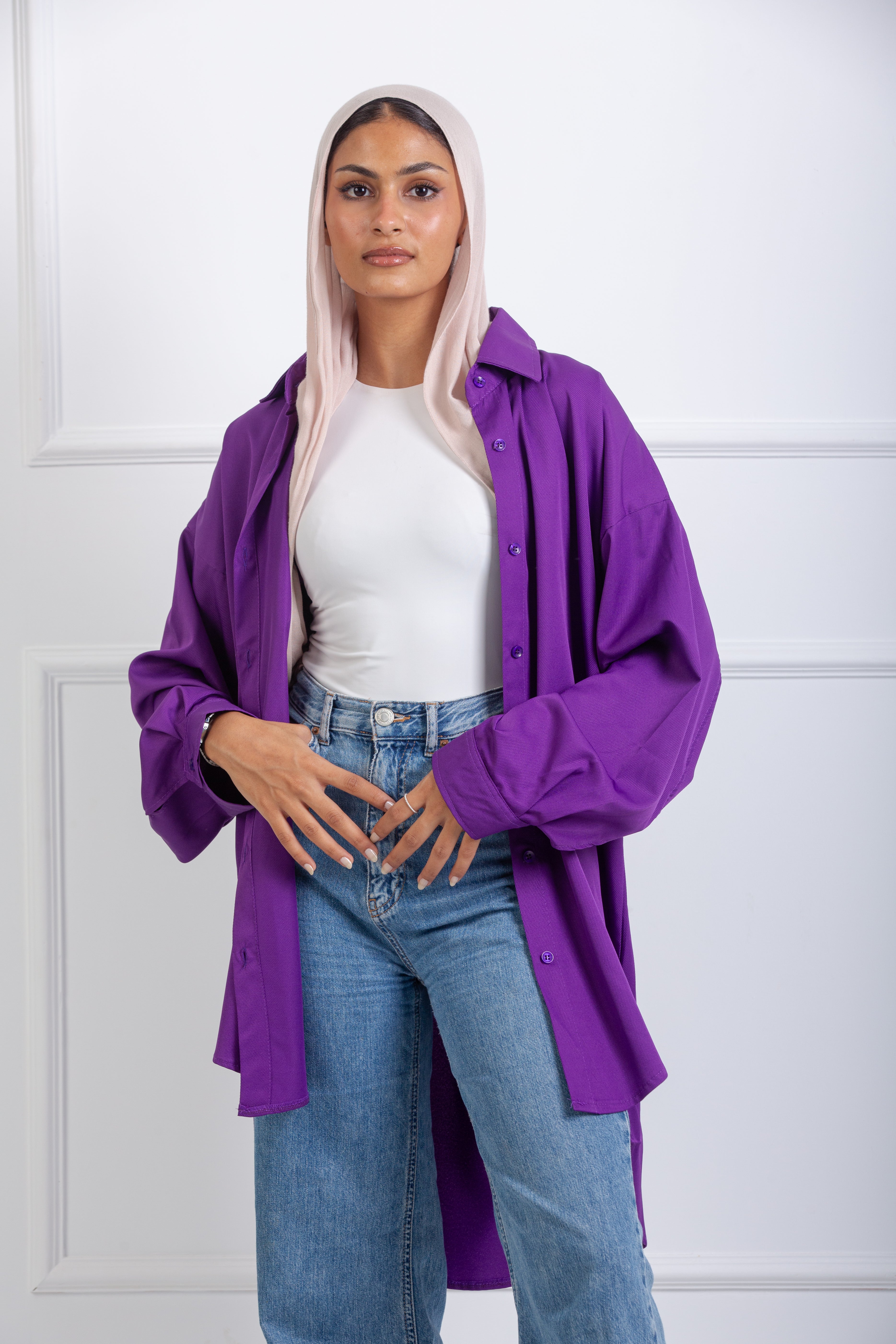 Ruffle-Back Shirt - Purple
